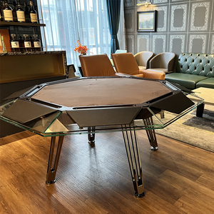 Kaca Modern Mewah, Catur dan Meja Kartu, Meja Stainless Steel, Papan Permainan Besar untuk Bersantai Di Rumah - Product Image 4