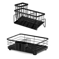 Égouttoir à vaisselle moderne et minimaliste en métal pour cuisine, non pliable, avec support pour éponge et panier de séchage pour assiettes et bols, à poser sur comptoir