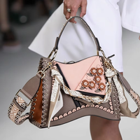 Sacs à main tendance en cuir véritable avec fermeture éclair personnalisée à motif floral, bandoulière amovible en écharpe tissée, strass métalliques, sacs pour femmes