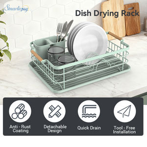 Estante para platos de almacenamiento de una sola capa para ahorrar espacio con tablero de plástico Escurridor de vajilla de alambre metálico - Product Image 3