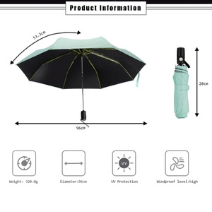 New Modern Oem Odm Custom logo <b>Windproof</b> Good Quality Automatic Custom 3 Fold <b>Umbrella</b> Turquoise <b>Umbrellas</b> for Adult 190T Pongee - Product Image 3