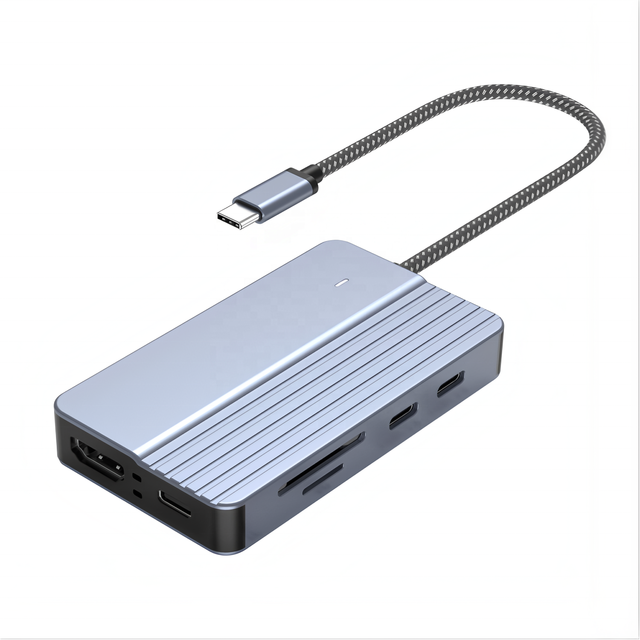 USB 3.0 C to Dual for 9-in-1 Aluminum Alloy Hub Docking Station with PD 100W SD TF Card Reader for MacBook Laptop Tablet Switch