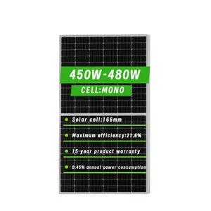 JA 450-480W黑色太阳能电池板家用太阳能电池板与电池组太阳能电池板半电池