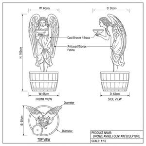 Fontana <span class=keywords><strong>da</strong></span> Giardino con Statua di <span class=keywords><strong>Angelo</strong></span> in Bronzo Antico a Grandezza Naturale, Scultura d'Acqua Artigianale per Decorazione Esterna - Product Image 2