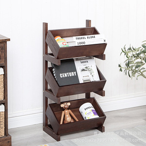 Wooden Multi Tier Storage Rack 3 Floors Bookcase Living Room Kitchen Organizer Multifunctional Decorative <b>Shelf</b> - Product Image 1