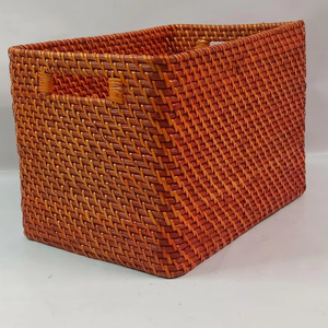 Handwoven mây lưu trữ giỏ Tự nhiên Hình chữ nhật bin cho nhà, tủ quần áo, hoặc sử dụng kệ - Product Image 1
