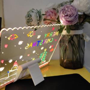 30*20cm Warm White <strong>USB</strong> Powered Creative Memo <strong>Boards</strong> With <strong>LED</strong> Light 3D Acrylic Writing Drawing Note <strong>LED</strong> <strong>Message</strong> <strong>Board</strong> with 7 Pens - Product Image 6