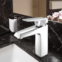 Robinet de lavabo moderne à poignée unique, eau chaude/froide, laiton chromé, thermostatique, montage sur plan, mitigeur pour évier avec valve en céramique