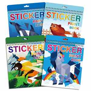 <b>Puzzle</b> Book Craft Art by Number Ocean Animals 4Pcs Sticker Paint Books for Kids - Product Image 1