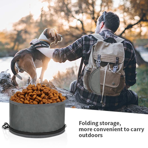 Mangkuk anjing nilon lipat portabel tahan air makanan hewan peliharaan & wadah air untuk perjalanan & penggunaan luar ruangan dengan Logo warna yang dapat disesuaikan - Product Image 6