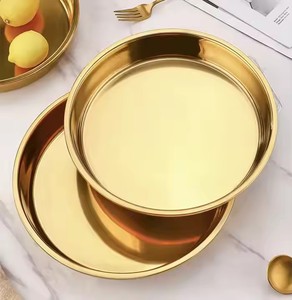 Hot Sale Stainless Steel BBQ Dinner <strong>Plate</strong> Golden <strong>Serving</strong> Tray Party Fruit Vegetable Meat Cake Snack Dishes <strong>Big</strong> Steak <strong>Plate</strong> - Product Image 3
