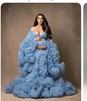 Nouvelle Robe de Maternité 2026 en Dentelle Longue pour Femme – Robe de Grossesse Fluffy pour Séance Photo