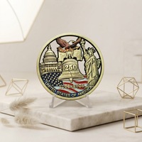 Pièce de monnaie commémorative patriotique américaine en émail bronze antique, découpe 3D, édition 250e anniversaire