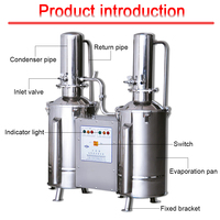 Double distillateur d'eau électrique en acier inoxydable pour laboratoire médical
