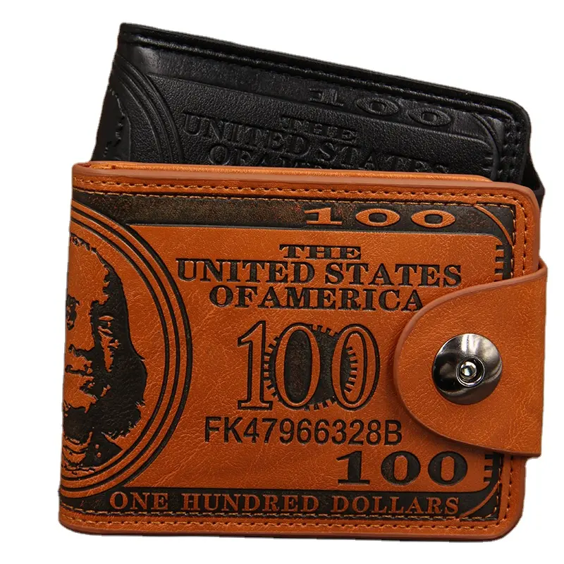 Penjualan terlaris dompet pria kulit Pu antik timbul satu ratus dolar Us100 dengan pengait