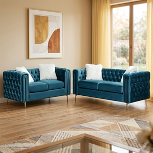Juego de Sofás Acolchados de Terciopelo Ecológico, Diseño Europeo Moderno, Duradero, Cómodo, Hecho a Mano, Marca OEM para Sala de Estar - Product Image 2