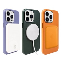 Étui de téléphone magnétique avec recharge sans fil en cuir PU de luxe et boutons en alliage métallique pour iPhone 16 15 14 13 12 11