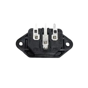 IEC60320 C14 connecteur industriel à Angle <span class=keywords><strong>droit</strong></span> 3 broches cuivre PCB Terminal monté sur vis 15A 250V prise d'entrée d'alimentation facile à installer - Product Image 1