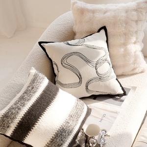 <span class=keywords><strong>Coussin</strong></span> carré en toile à rayures de style chinois antique simple de haute qualité rétro pour le salon canapé - Product Image 3