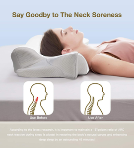 Orthopedic Contour Memory Foam Cervical Pillow Cooling Neck <b>Support</b> <b>Bed</b> Pillow for Side <b>Back</b> Stomach Sleepers Neck Pain Relief - Product Image 5