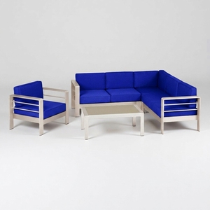 Ensemble <span class=keywords><strong>de</strong></span> canapés d'extérieur modernes et minimalistes avec structure métallique stable, coussins imperméables <span class=keywords><strong>pour</strong></span> <span class=keywords><strong>terrasse</strong></span> - Product Image 1