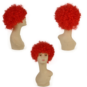 Cheveux synthétiques durables à haute température Perruque de clown courte de haute qualité pour les fans de la coupe du monde Fête pour enfants adultes Petite taille de bonnet - Product Image 4