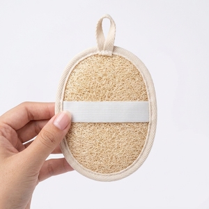 Natural Loofah Bath Scrubber Oval Exfoliating Pad With Hand Strap Eco-Friendly Body <b>Sponge</b> For <b>Shower</b> Spa Deep Cleansing - Product Image 5