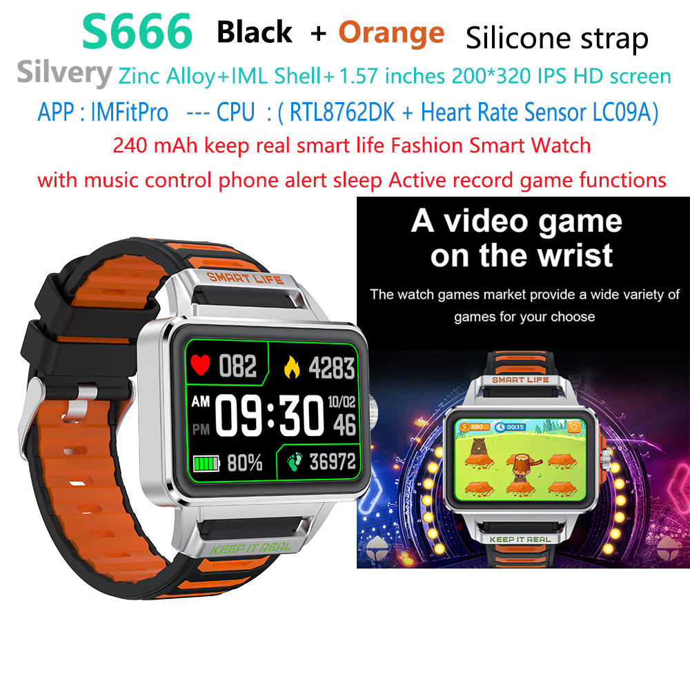 Naranja + S666-keep-it-real-smart-life-watch-smart-watch de plata
