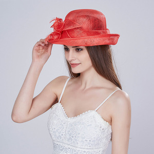 Sombrero de Sinamay con Plumas para Mujer, Elegante, Personalizado, para Eventos al Aire Libre, Carnaval, Fiesta, Boda, Banquete, Iglesia, Derby - Product Image 4