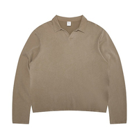 Sweat-shirt Polo Homme Snow Wash, Pull Gorpcore d'extérieur, Col Seagull, Vente en gros, Logo personnalisé, OEM, Haut Streetwear Oversize
