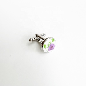 <span class=keywords><strong>Gemelos</strong></span> de flores prensadas secas reales para mujer, diseño único, resina transparente redonda personalizada, epoxi - Product Image 5