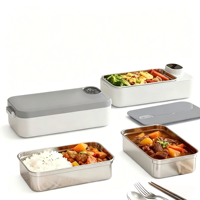 Boîte à lunch chauffante électrique rechargeable par USB JIN PENG, en acier inoxydable 304, portable, pour les voyages et le bureau