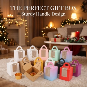 Cajas <span class=keywords><strong>para</strong></span> Cupcakes con Asa y Ventana, Cajas <span class=keywords><strong>de</strong></span> Papel <span class=keywords><strong>para</strong></span> Pastelería, Caja <span class=keywords><strong>para</strong></span> Pasteles <span class=keywords><strong>para</strong></span> Fiestas <span class=keywords><strong>de</strong></span> Cumpleaños y Bodas - Product Image 4