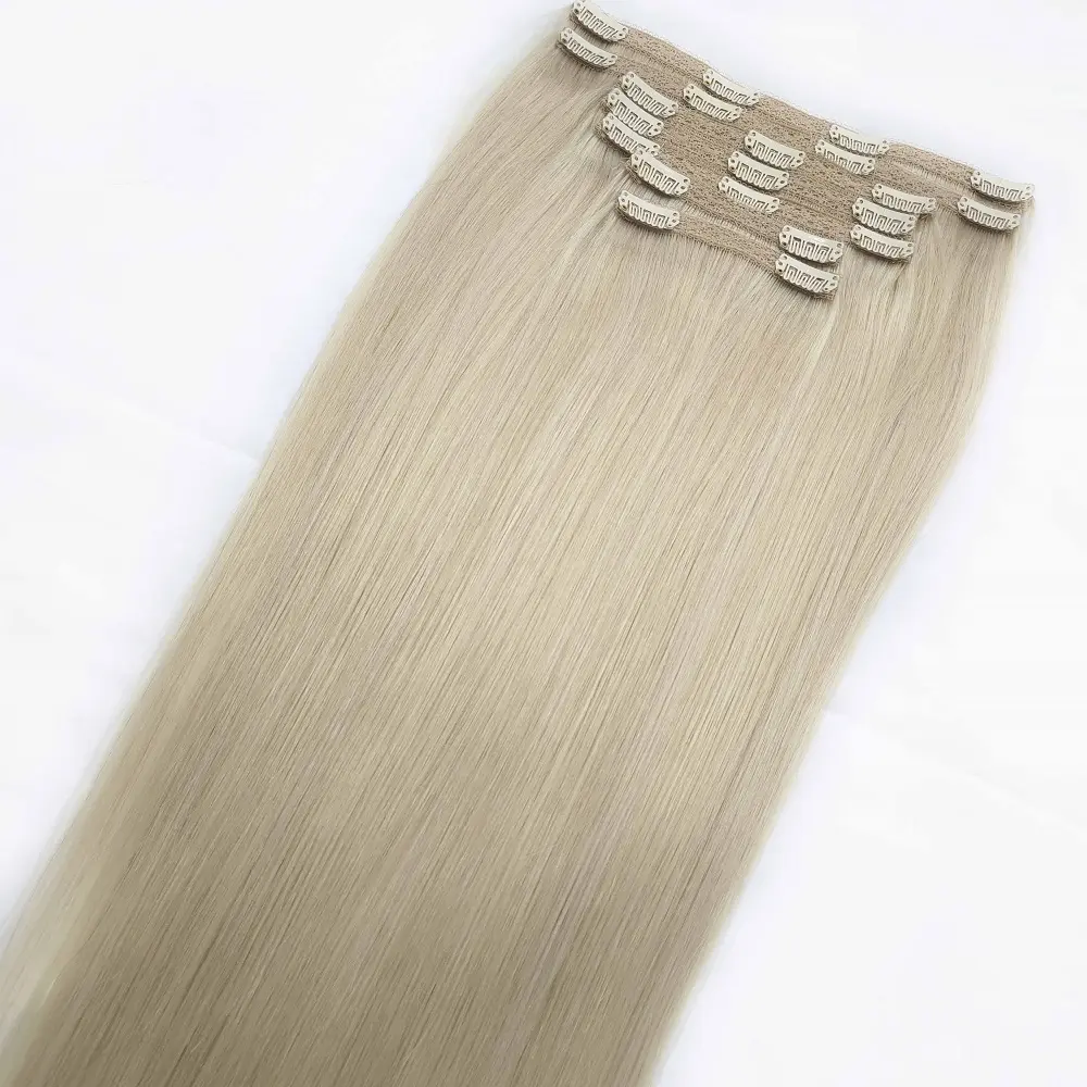 Оптовая продажа с фабрики, двойные натянутые натуральные человеческие волосы Remy, светлые волосы, натуральные волосы на клипсе, 100% человеческие волосы для наращивания