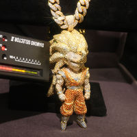 Pendentif de bijoux personnalisé en argent S925 avec moissanite VVS, motif Goku artistique, style Hip Hop Rapper, serti de pierres – Points de vente