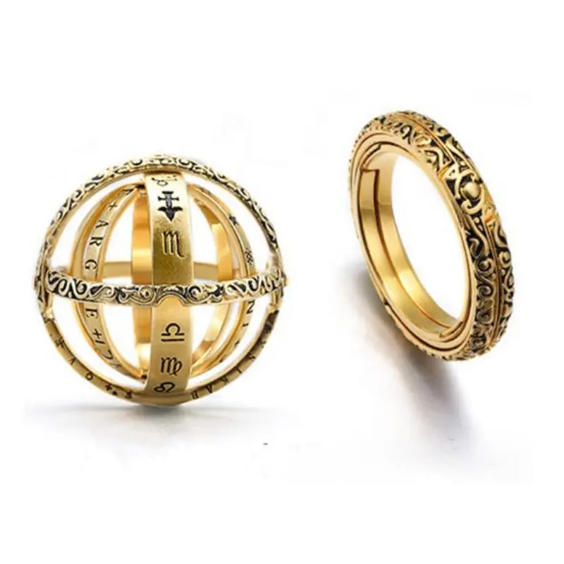 แหวนเงิน925สเตอร์ลิงจักรวาลแบบพับได้,แหวนลูกบอลดาราศาสตร์แหวนใส่นิ้วจักรวาล