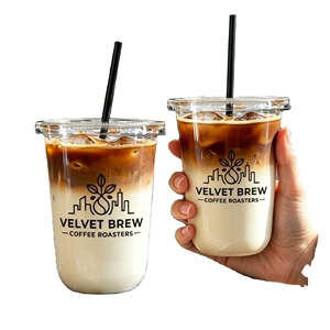 Wholesale Custom Logo Printed 90mm 95mm 10 12 16oz BPA Free U Shaped Clear Bubble Milk Tea Disposable PET <b>Plastic</b> <b>Cup</b> with Lid - Product Image 3