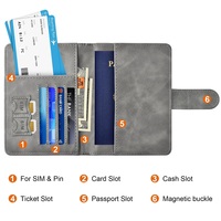 Dompet Passport Kulit PU Anti RFID, Tahan Air, dengan Kancing, untuk Pria Wanita, Tempat Kartu, Perlengkapan Perjalanan