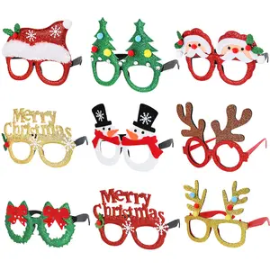 Merry Christmas Glasses Party Decoration Photo Booth puntelli occhiali da vista 2023 capodanno festa di natale occhiali decorazione forniture