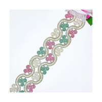 LEIXUSI 4,5 cm, dentelle florale 4 couleurs motif fleur de cerisier, fil doré soluble dans l'eau pour Hanfu, Qipao, textile de maison et couture