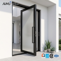Portes pivotantes extérieures Energy Star, verre dépoli, rupture de pont thermique, aluminium, portes d'entrée modernes