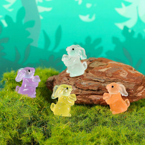 Glowing Rabbit Doll Resin Miniature Landscape <b>Ornament</b> Outdoor Garden Decor <b>Easter</b> Decoration Multi Piece Package - Product Image 3