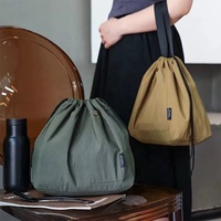 Sac de rangement japonais imperméable en nylon pour boîte à lunch, sac à bento en fibre de nylon avec cordon de serrage, sac de rangement, sac thermique pour pique-nique en plein air