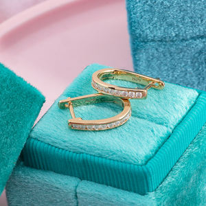 ต่างหูเม็ดเพชรสำหรับผู้หญิง Moissanite,เครื่องประดับชุบทอง<span class=keywords><strong>24</strong></span>กะรัตเครื่องประดับแฟชั่นกำหนดได้เองจากโปรวองซ์ - Product Image 5