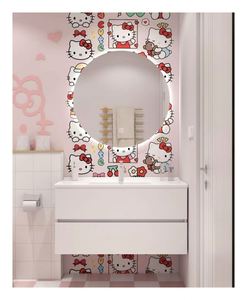 Meuble-lavabo mural simple et moderne, série de dessins animés mignons, blanc pur, pour petit appartement - Product Image 1