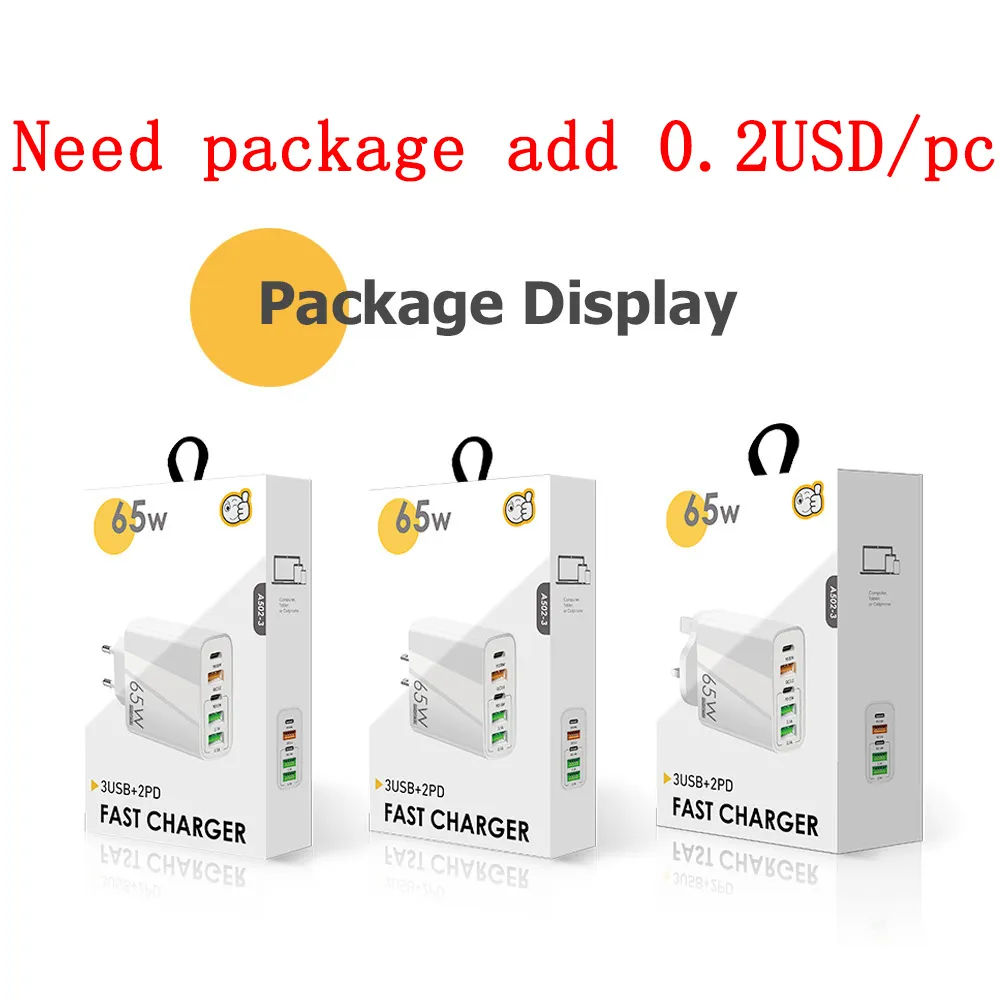 Wholesale Us/eu/uk 65w Fast Charger Pd20w+qc3.0 Usb Quick Wall Charger 5port Type C Usb A Fast Charger For Iphone/Huawei/Sumsang