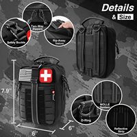Trousse de premiers secours tactique de survie avec bandage israélien, attelle et scellant thoracique pour urgences tactiques en extérieur (MOLLE) – Noir