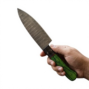 Ensemble de couteaux de cuisine en acier Damas, 5 pièces, manche en bois, lames droites, couteaux de chef, lame polie, ambidextres, haute qualité, 58-60HRC - Product Image 4