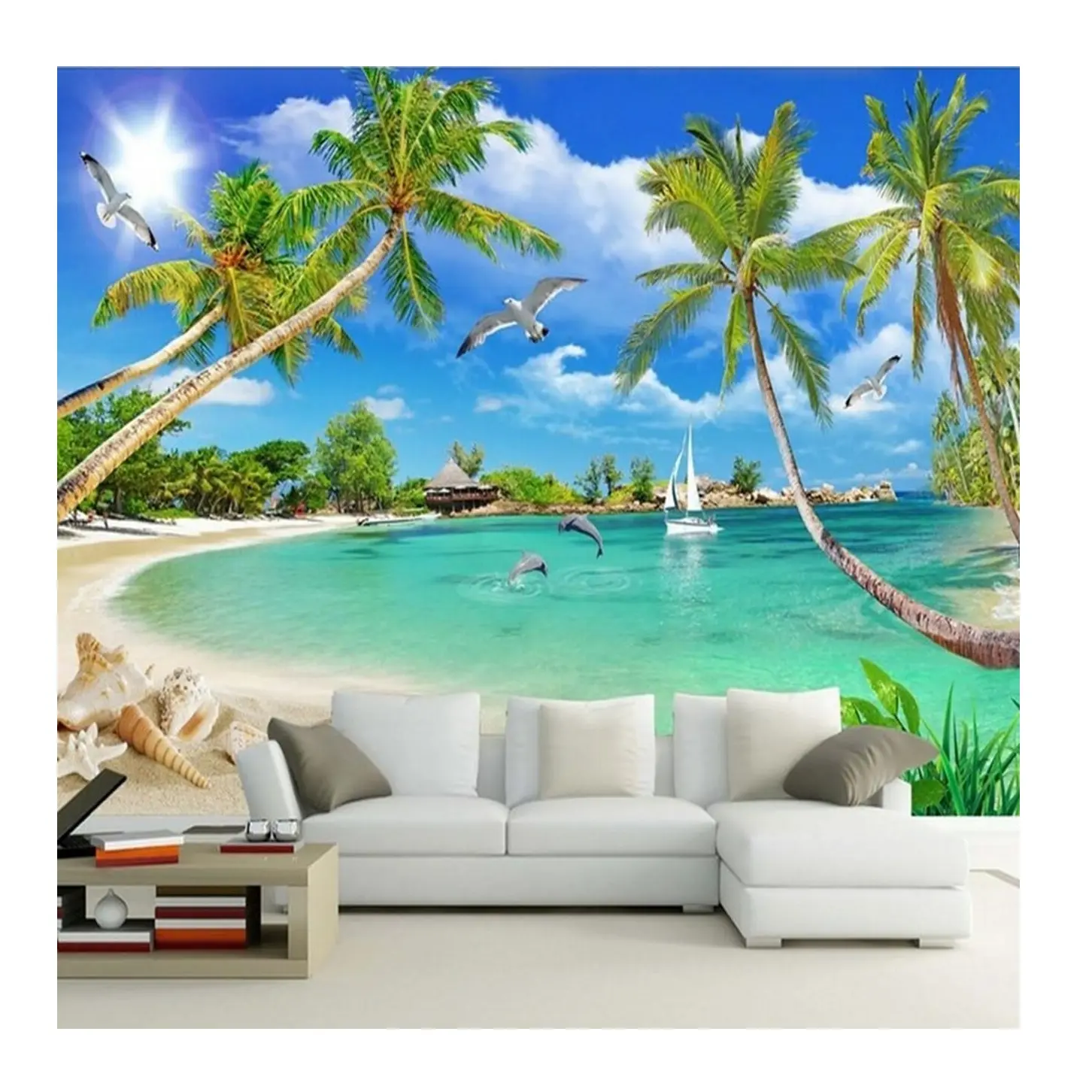Colorful home decoration waterproof landscape wall paper 3d mural