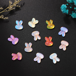 คริสตัลแก้วรูปหัวกระต่ายแบบแบน สีรุ้ง สำหรับตกแต่งเล็บ DIY และเครื่องประดับ - Product Image 2